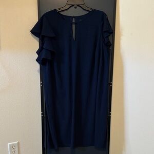 Jessica Howard Navy Ruffle-Sleeve Midi Dress